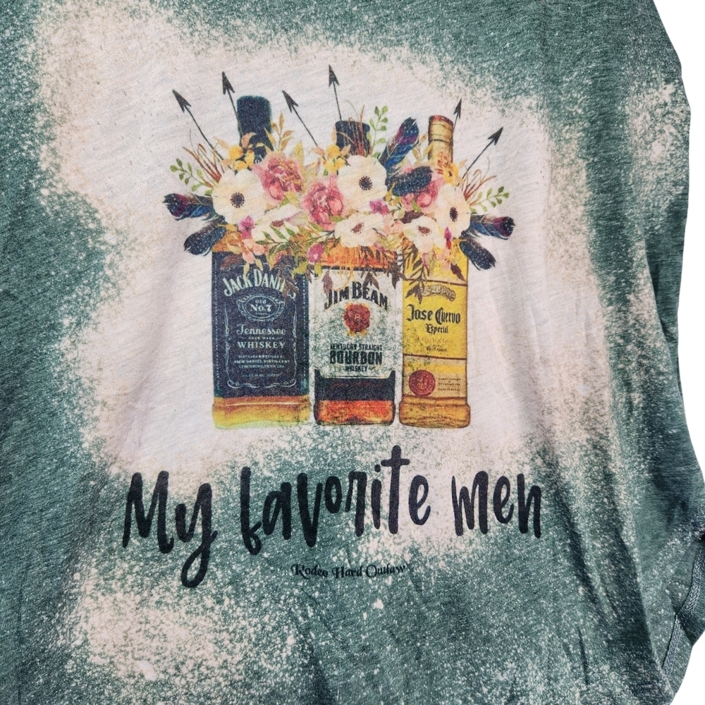 Jack Daniels Jim Beam Jose Cuervo Tank Top Women "My Favorite Men" Medium Green - Picture 5 of 14
